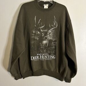 Vtg American Tradition Sweatshirt Size Medium Green Whitetail Deer Buck Hunting